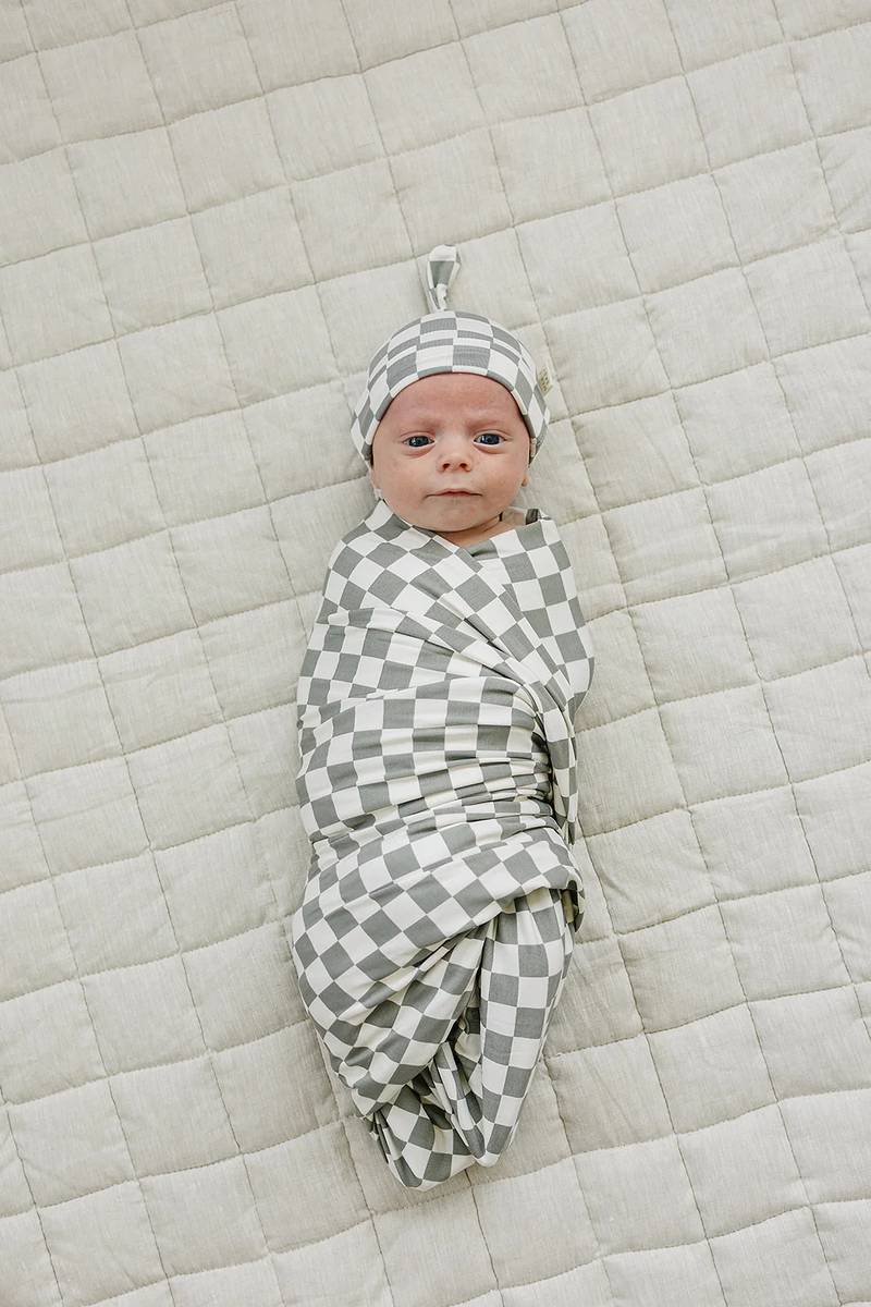 Green Checkered Bamboo Swaddle