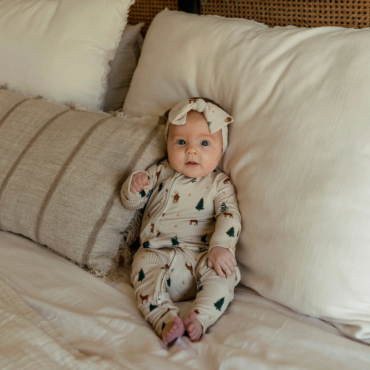 Reindeer Forest Bamboo Zip Romper
