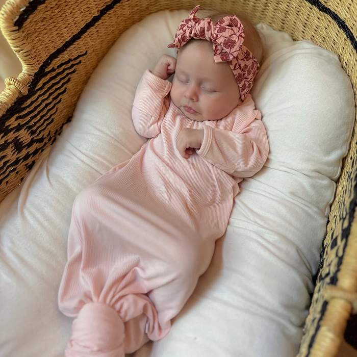 Ballet Pink Ribbed Bamboo Knot Gown