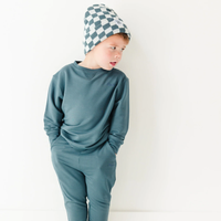 Dark Steel Blue Checkered Beanie