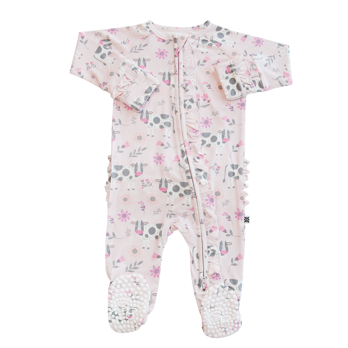 Cow Girl Bamboo Ruffle Sleeper