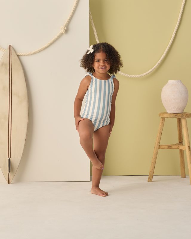 Green Stripe Scrunch One-Piece