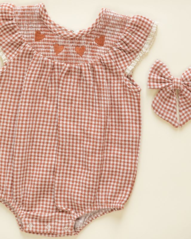 Red Gingham Lenore Romper