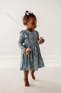 Blue Daisy Bamboo Ruffle Dress