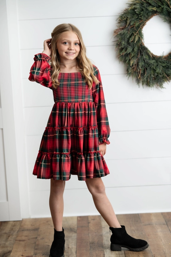 Holiday Plaid Smocked Dress