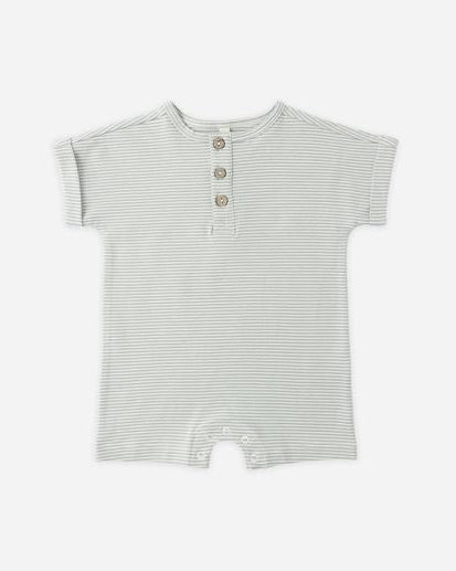 Striped baby romper on a white background