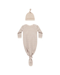 Golden Stripe Knotted Baby Gown Set