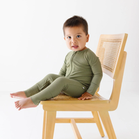 Olive Small Ribbed Zip Romper