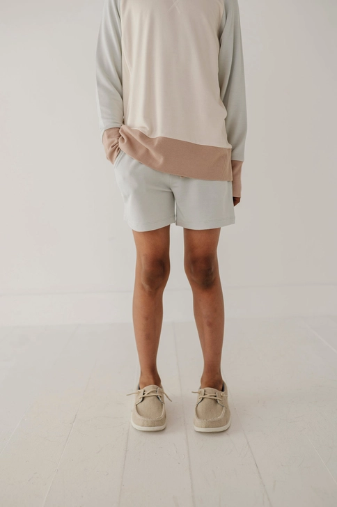 Sky Blue Color Block Sweat Shorts