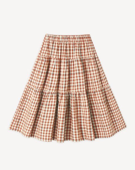 Poppy Gingham Tiered Midi Skirt