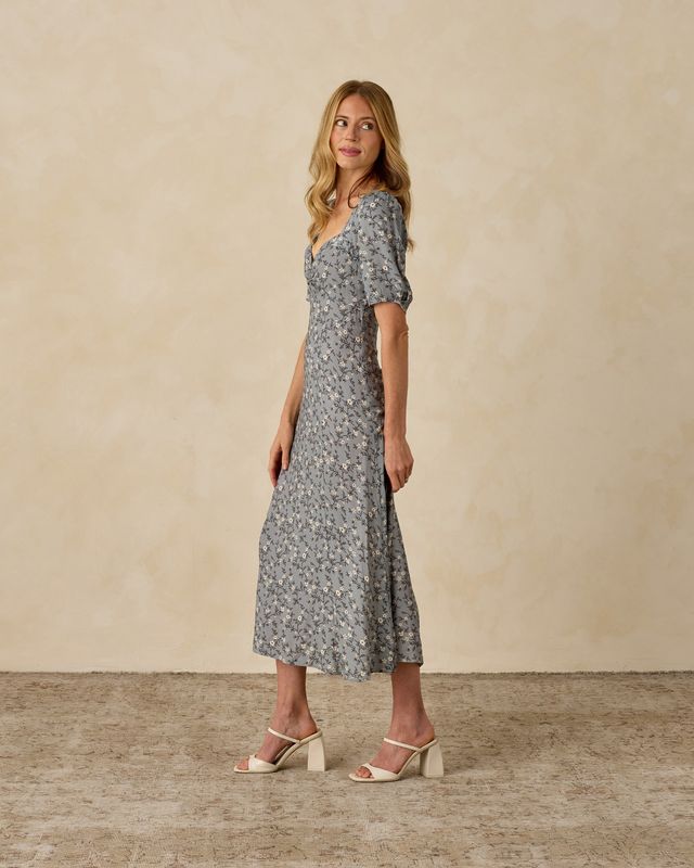 Women's French Blue Floral Violet Dress