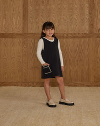 Black Stitched Overall Dress
