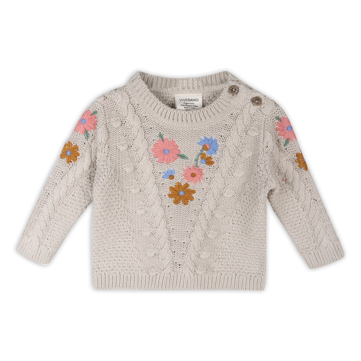 Floral Embroidered Knit Sweater