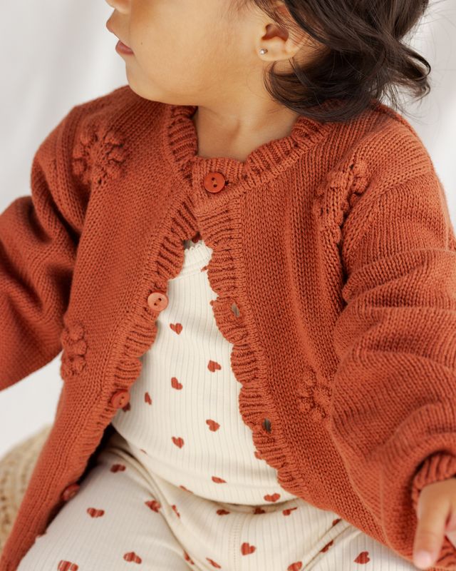 Red Knit Hearts Cardigan