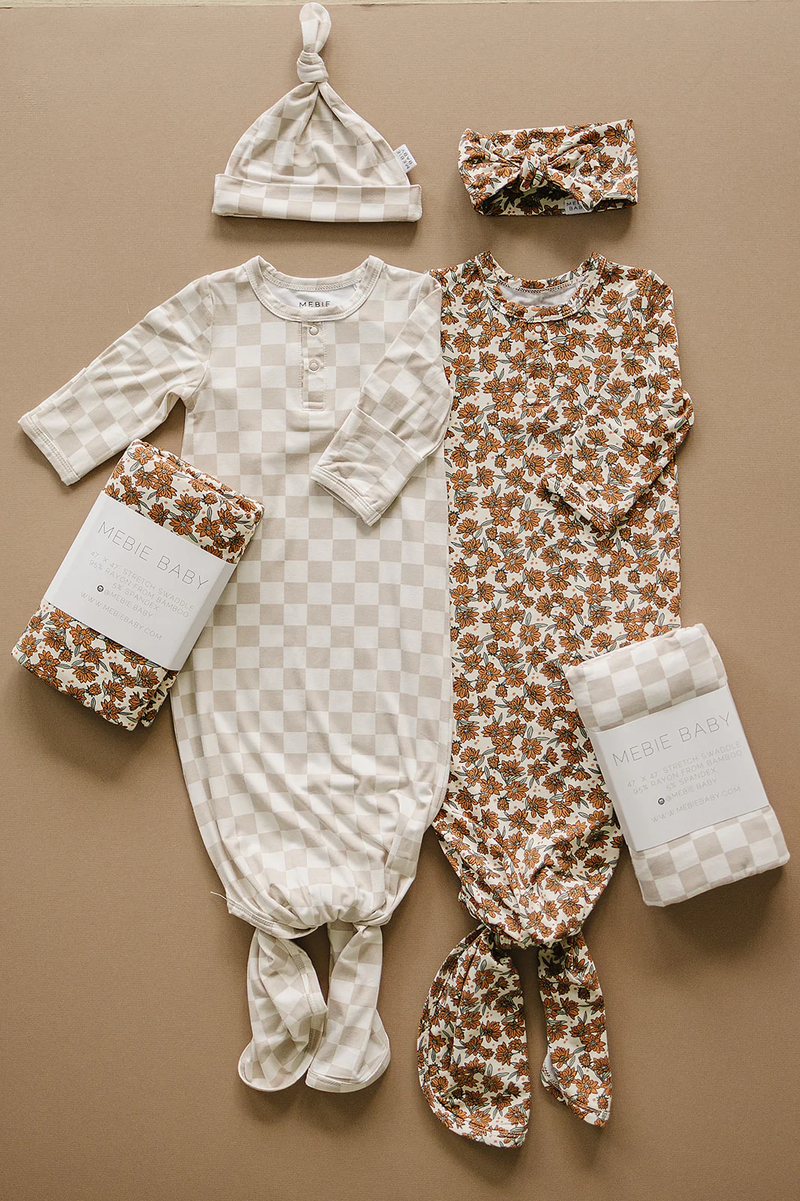 Taupe Checkered Bamboo Swaddle