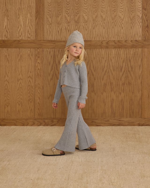 Dusty Blue Flare Knit Pant