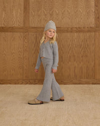 Dusty Blue Flare Knit Pant