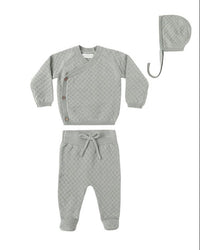 Steel Blue Knit Wrap Top + Pant Set