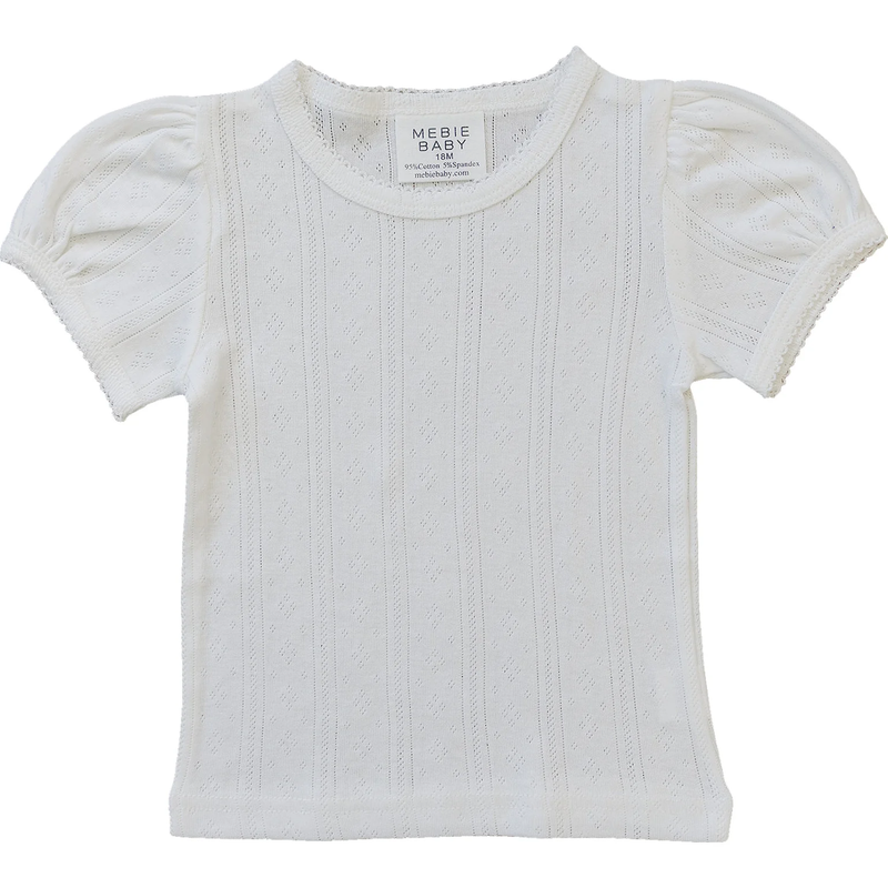 White Pointelle Tee