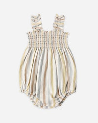 Striped baby romper on a white background
