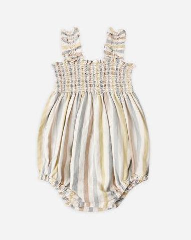 Striped baby romper on a white background