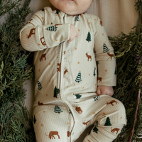 Reindeer Forest Bamboo Zip Romper