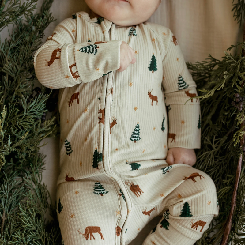 Reindeer Forest Bamboo Zip Romper