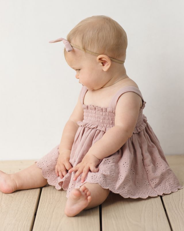Mauve Mae Smocked Top + Bloomer Set