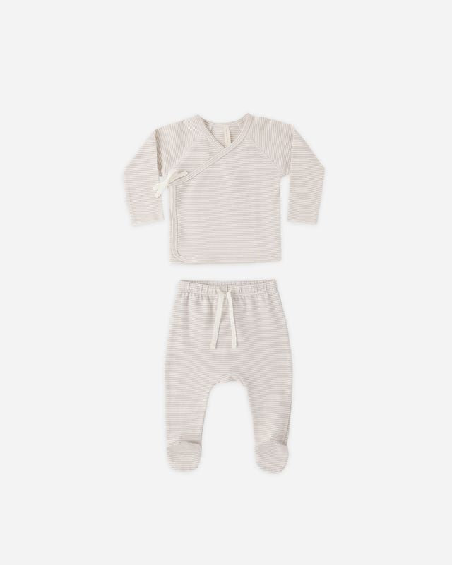 Oat Wrap Top + Footed Pant Set