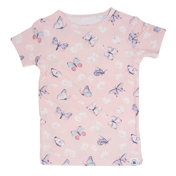 Pink Butterfly Daisy Summer Pajama Set