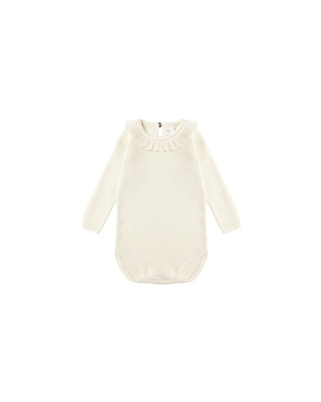 Natural Ruffle Collar Bodysuit