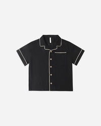 Black Lapel Collared Shirt