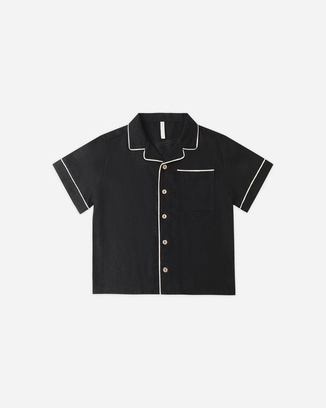 Black Lapel Collared Shirt