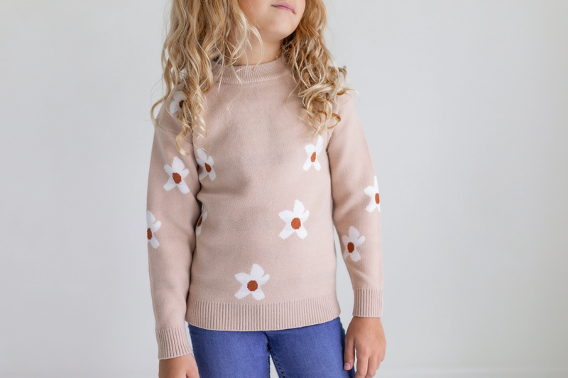 Beige Floral Sweater