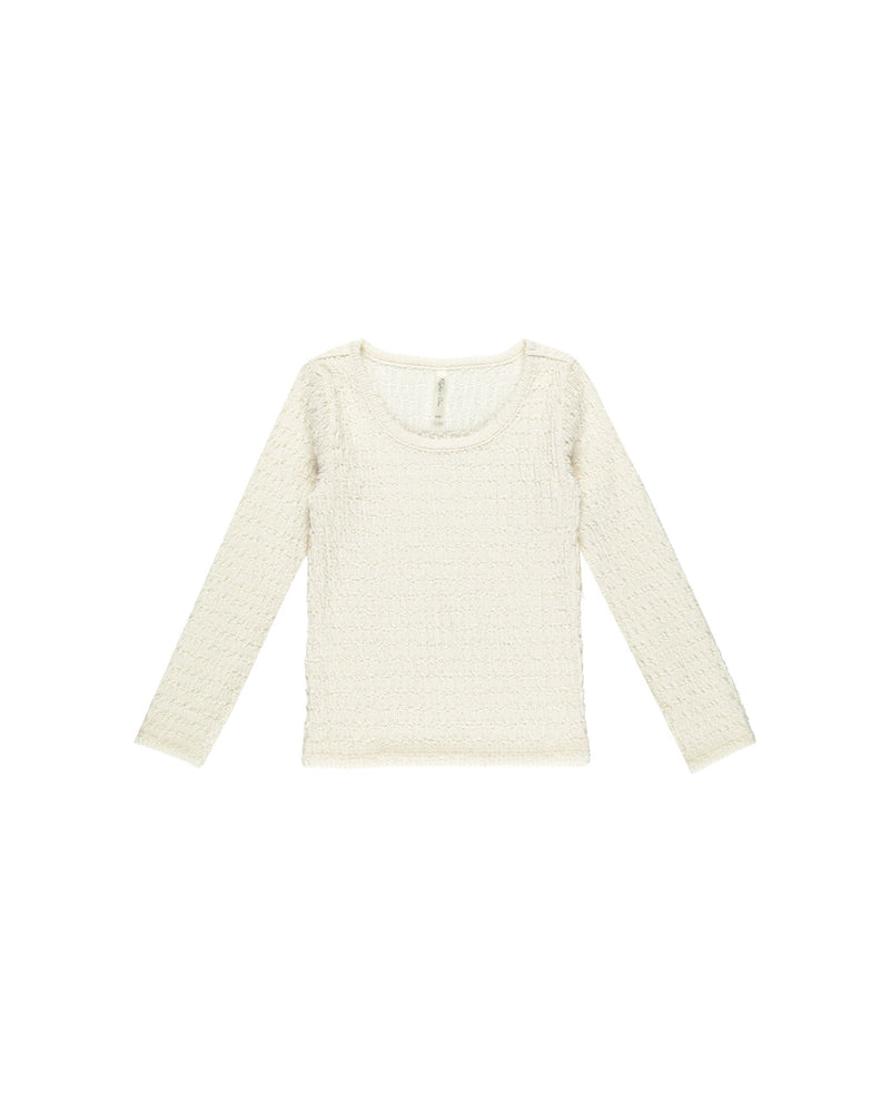 Ivory Textured Long Sleeve Top