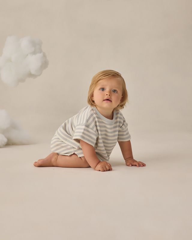 Sky Stripe Waffle Tee + Short Set