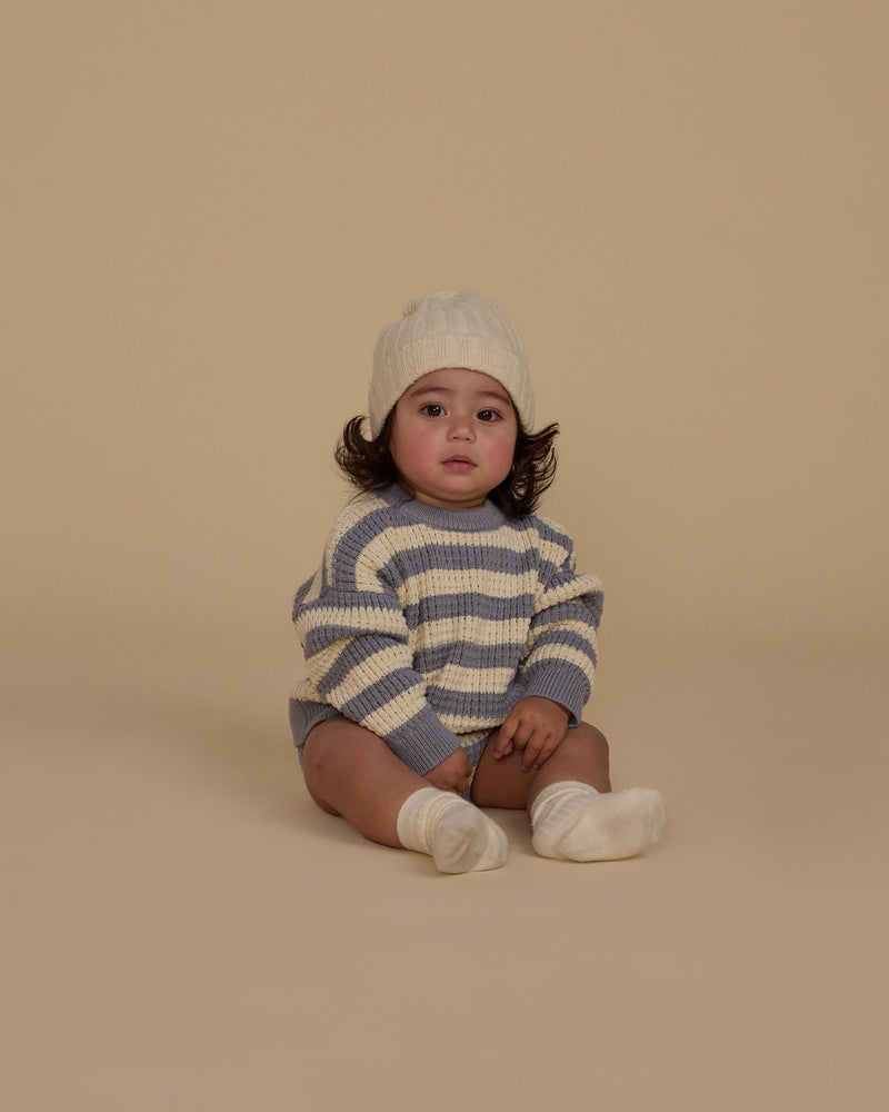 Dusty Blue Stripe Aspen Sweater