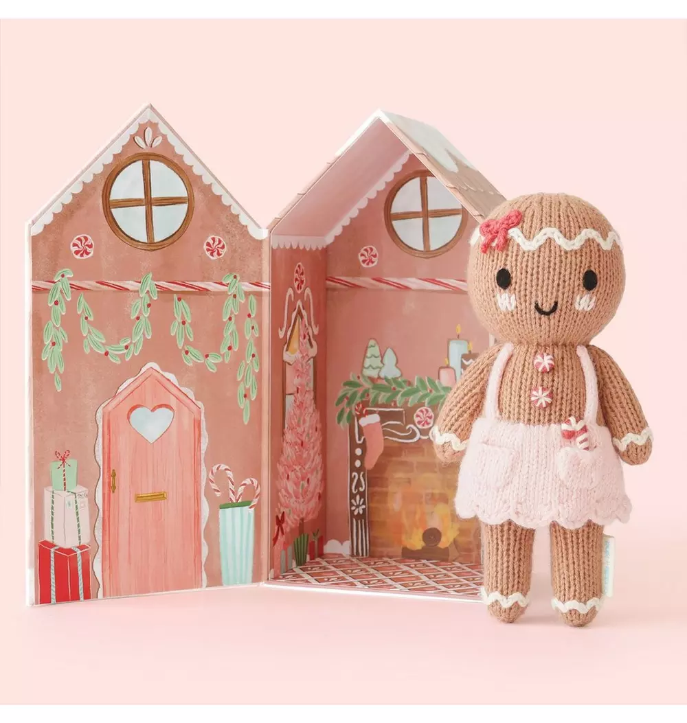 Tiny Gingerbread Sugarplum Knitted Doll