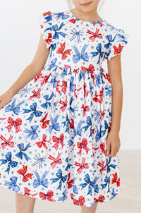 Red, White and Bow Twirl Dress