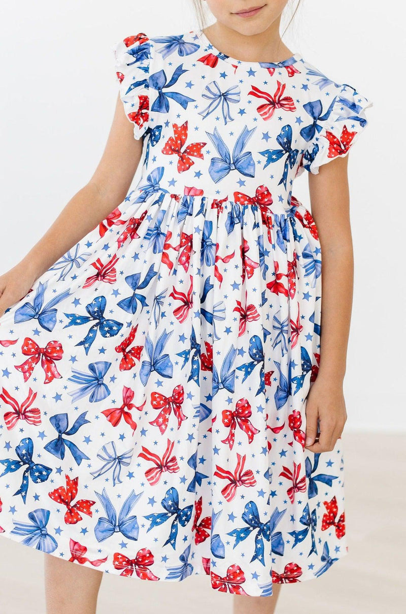 Red, White and Bow Twirl Dress