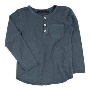 Navy Button Henley