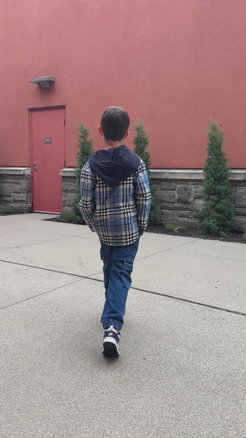 Blue Plaid Hooded Shacket