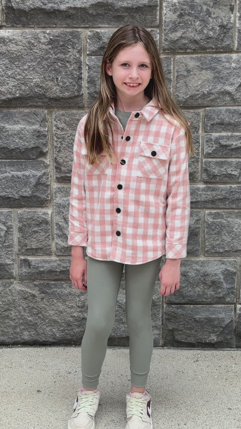 Misty Rose Plaid Hooded Shacket