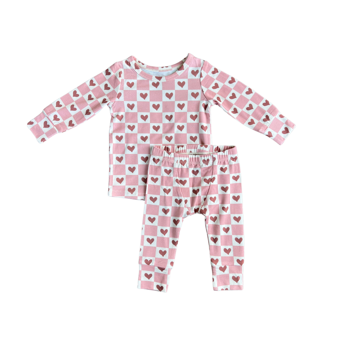 Pink Checkered Heart Pajama Set