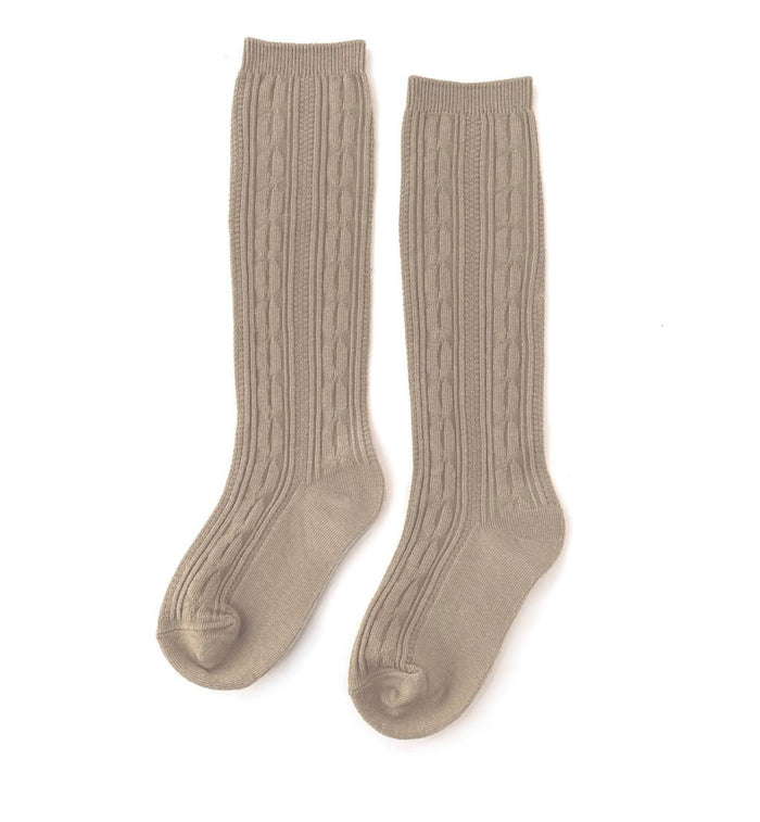 Oat Cable Knit Knee High Socks