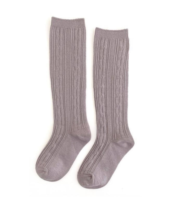 Dusty Rose Cable Knit Knee High Socks