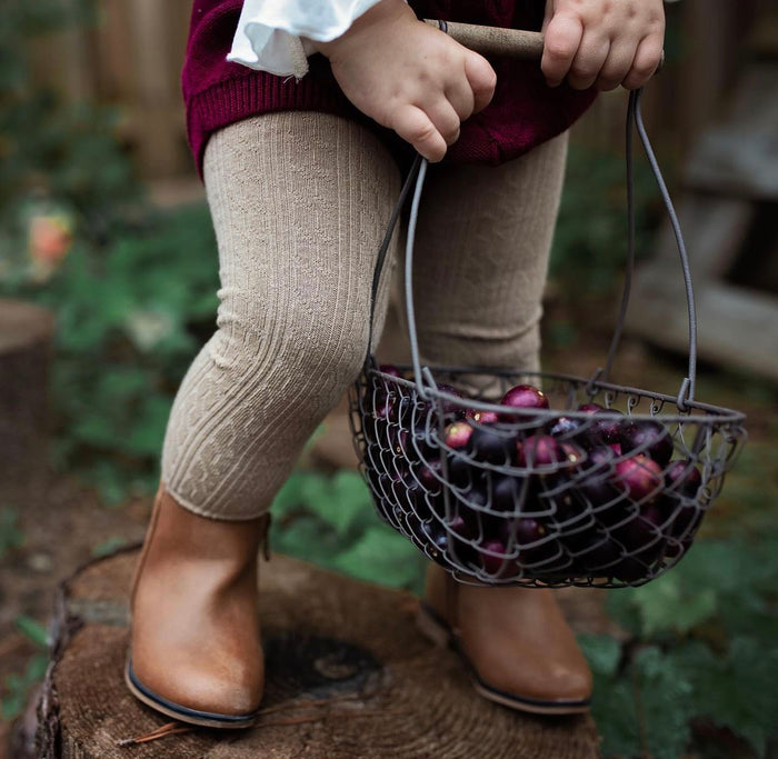 Oat Cable Knit Tights