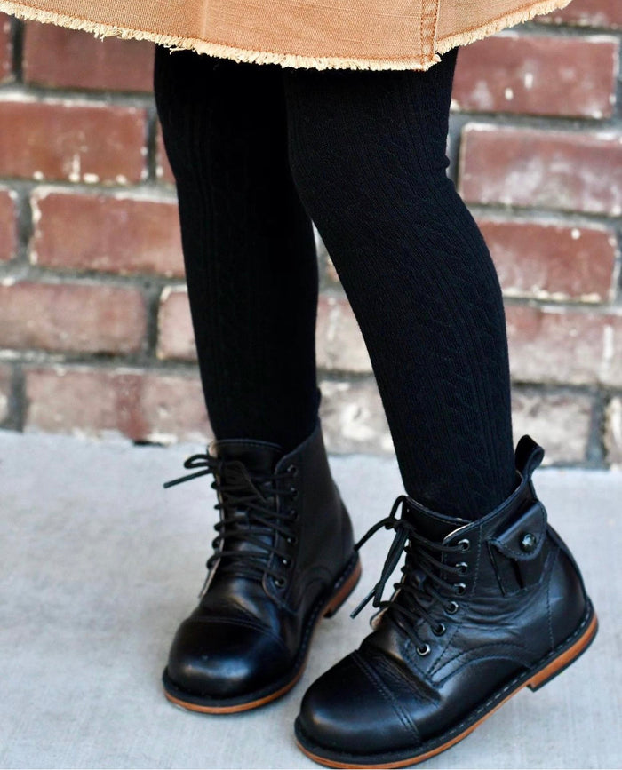 Black Cable Knit Tights