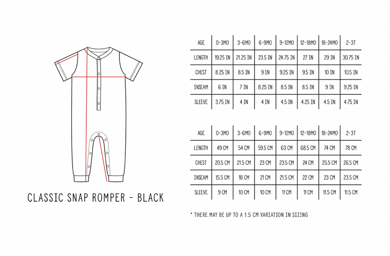 Henry Snap Romper - Black