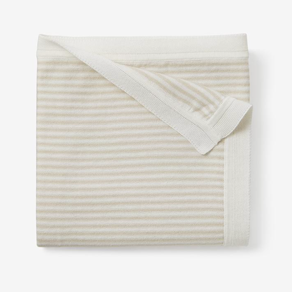 Wheat Mini Stripe Knitted Blanket